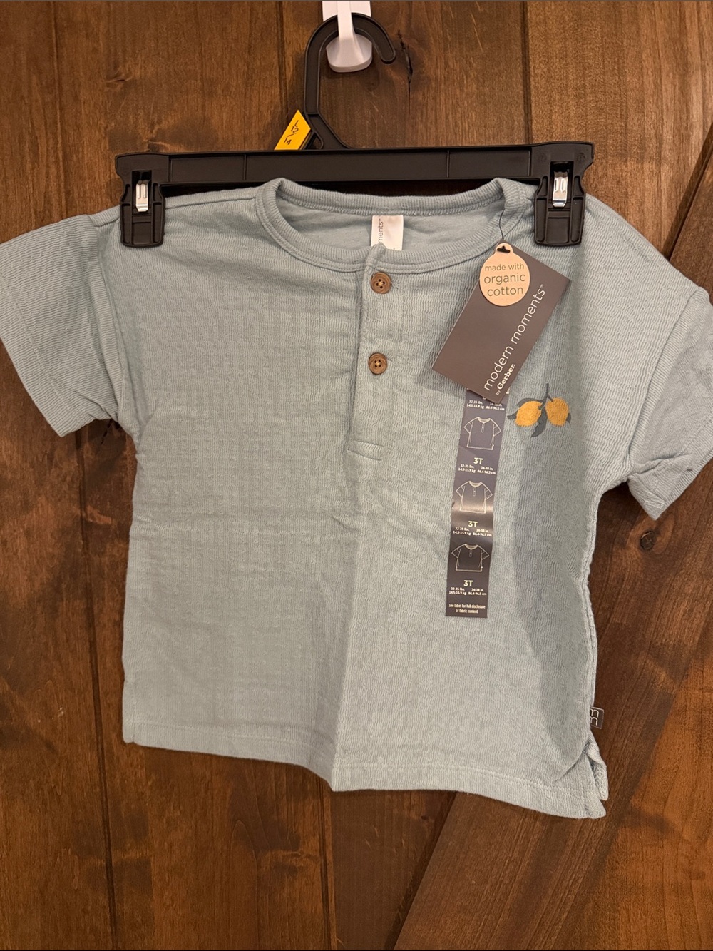 Modern Moments Organic Cotton Light Blue Henley Tee for Kids
